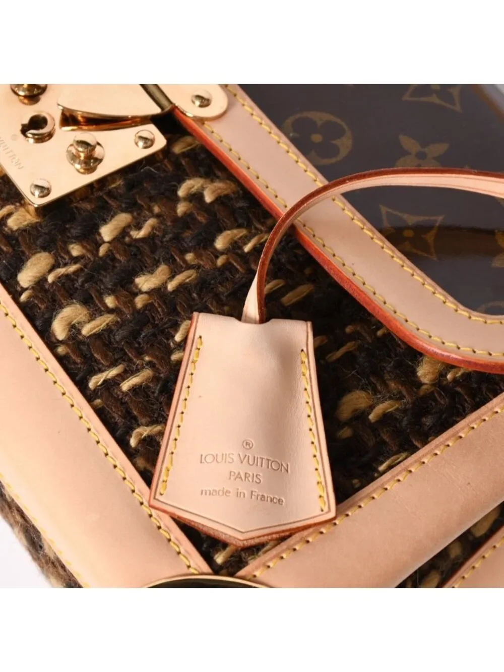 Louis Vuitton Monogram Tweedy Shoulder Bag World Limited Pieces Brown Gold